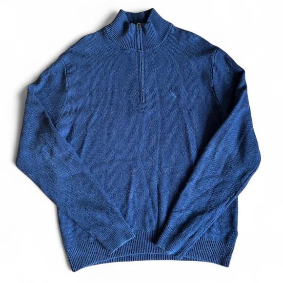 Vintage Polo by Ralph Lauren Navy Blue 3/4 Zip Sweater Large Silk Preppy Casual - Picture 2 of 8